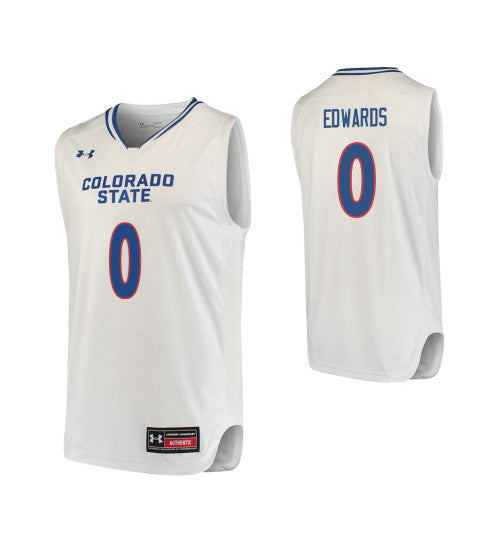 Colorado State Rams 0 Hyron Edwards College Basketball Jersey White retro stitched fan jersey RTJ11817 image 1