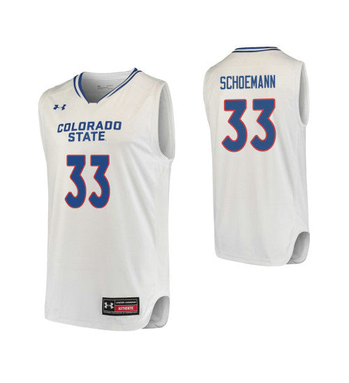 Colorado State Rams 33 Jack Schoemann College Basketball Jersey White retro stitched fan jersey RTJ5910 image 1