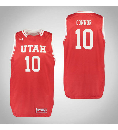 Utah Utes 10 Jake Connor College Basketball Jersey Red retro stitched fan jersey RTJ7362 image 1