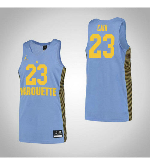 Marquette Golden Eagles 23 Jamal Cain College Basketball Jersey Blue retro stitched fan jersey RTJ10009 image 1