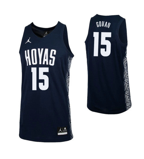 Georgetown Hoyas 15 Jessie Govan College Basketball Jersey Navy retro stitched fan jersey RTJ5353 image 1