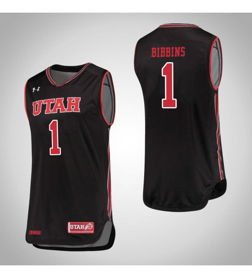 Utah Utes 1 Justin Bibbins College Basketball Jersey Black retro stitched fan jersey RTJ1605 image 1