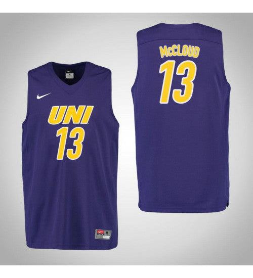 Northern Iowa Panthers 13 Juwan Mccloud College Basketball Jersey Purple retro stitched fan jersey RTJ8826 image 1