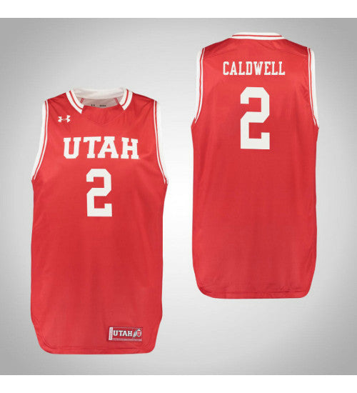 Utah Utes 2 Kolbe Caldwell College Basketball Jersey Red retro stitched fan jersey RTJ1590 image 1