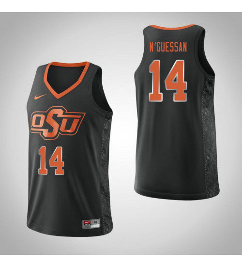 Oklahoma St Cowboys 14 Lucas Nguessan College Basketball Jersey Black retro stitched fan jersey RTJ2707 image 1