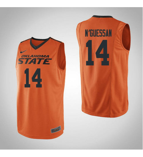 Oklahoma St Cowboys 14 Lucas Nguessan College Basketball Jersey Orange retro stitched fan jersey RTJ8497 image 1