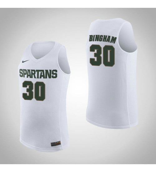 Michigan State Spartans 30 Marcus Bingham Jr Road College Basketball Jersey White retro stitched fan jersey RTJ9681