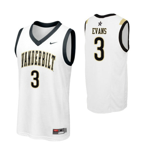 Vanderbilt Commodores Maxwell Evans College Basketball Jersey White retro stitched fan jersey RTJ1525 image 1