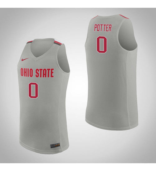 Ohio State Buckeyes 0 Micah Potter College Basketball Jersey Pure Gray retro stitched fan jersey RTJ2914 image 1