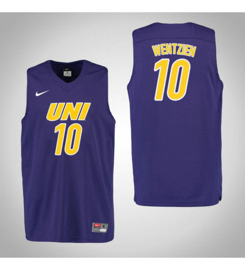 Northern Iowa Panthers 10 Miles Wentzien College Basketball Jersey Purple retro stitched fan jersey RTJ8828 image 1