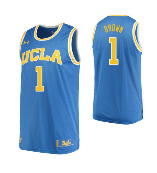 UCLA Bruins 1 Moses Brown Home College Basketball Jersey Blue retro stitched fan jersey RTJ7618 image 1
