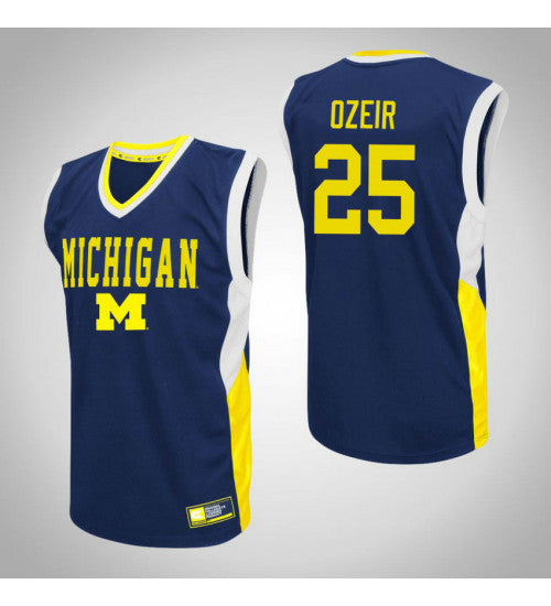 Michigan Wolverines 25 Naji Ozeir Fadeaway College Basketball Jersey Blue retro stitched fan jersey RTJ3624 image 1