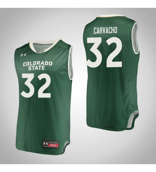 Colorado State Rams 32 Nico Carvacho College Basketball Jersey Green retro stitched fan jersey RTJ5912 image 1