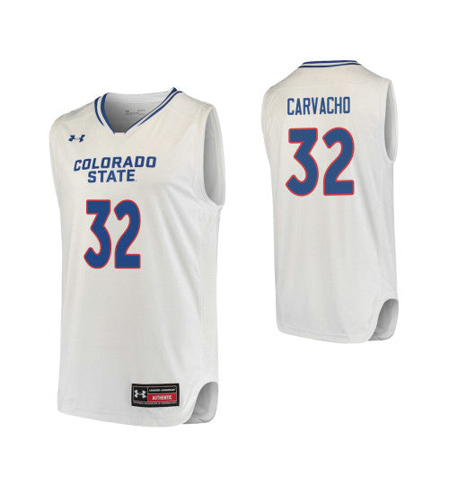 Colorado State Rams 32 Nico Carvacho College Basketball Jersey White retro stitched fan jersey RTJ5911 image 1