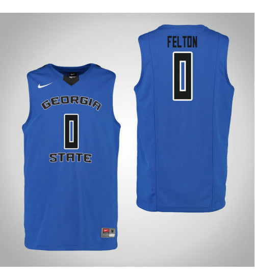 Georgia State Panthers 0 Nile Felton College Basketball Jersey Blue retro stitched fan jersey RTJ11180 image 1