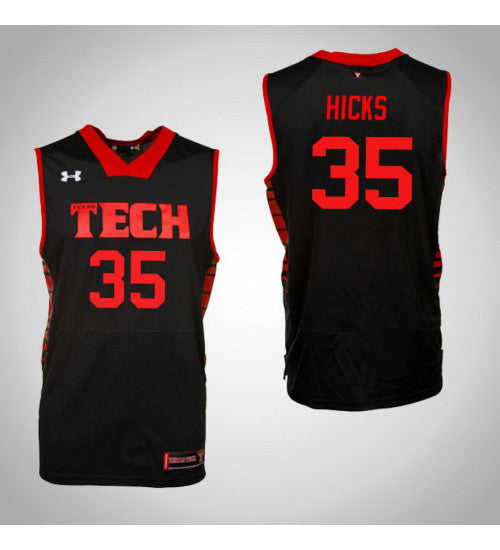 Texas Tech Red Raiders 35 Parker Hicks College Basketball Jersey Black retro stitched fan jersey RTJ7671 image 1