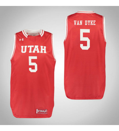 Utah Utes 5 Parker Van Dyke College Basketball Jersey Red retro stitched fan jersey RTJ1570 image 1