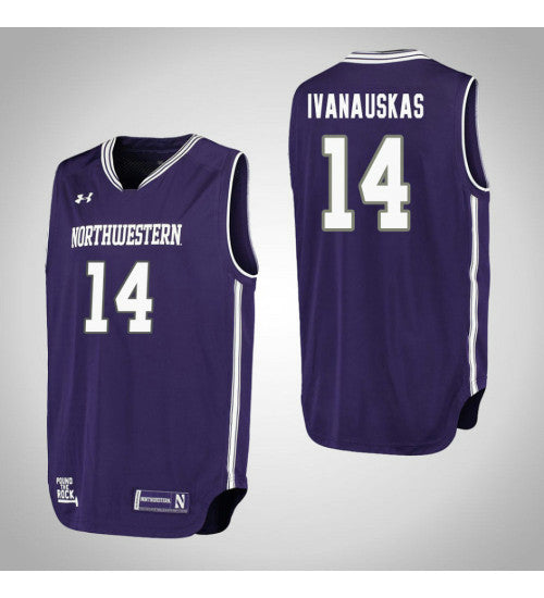 Northwestern Wildcats 14 Rapolas Ivanauskas Performance College Basketball Jersey Purple retro stitched fan jersey