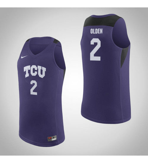 TCU Horned Frogs 2 Shawn Olden College Basketball Jersey Purple retro stitched fan jersey RTJ7939 image 1