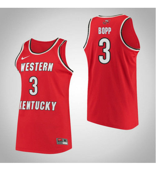 Western Kentucky 3 Sidnee Bopp Performance College Basketball Jersey Red retro stitched fan jersey RTJ1118 image 1