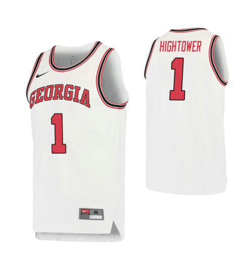 Georgia Bulldogs 1 Teshaun Hightower Retro Performance College Basketball Jersey White retro stitched fan jersey