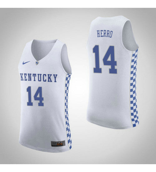 Kentucky Wildcats 14 Tyler Herro Road College Basketball Jersey White retro stitched fan jersey RTJ10396 image 1