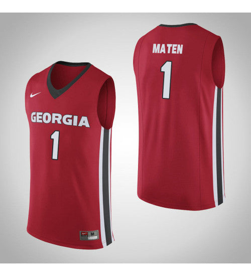 Georgia Bulldogs 1 Yante Maten College Basketball Jersey Red retro stitched fan jersey RTJ11210 image 1