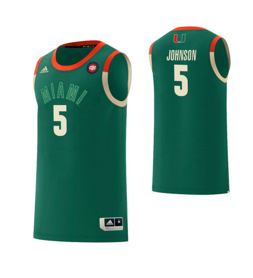 Miami Hurricanes 5 Zach Johnson Harlem Renaissance College Basketball Jersey Green retro stitched fan jersey RTJ9817