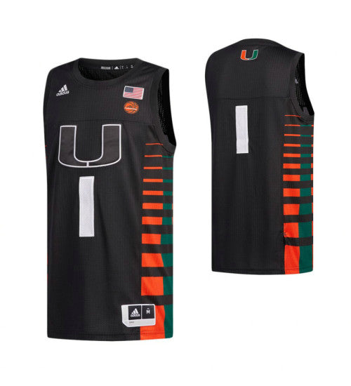 Miami Hurricanes 1 Basketball College Basketball Jersey Black retro stitched fan jersey RTJ4066 image 1
