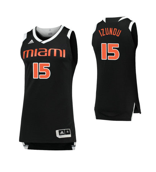 Miami Hurricanes 15 Ebuka Izundu Black White College Basketball Jersey retro stitched fan jersey RTJ9865 image 1