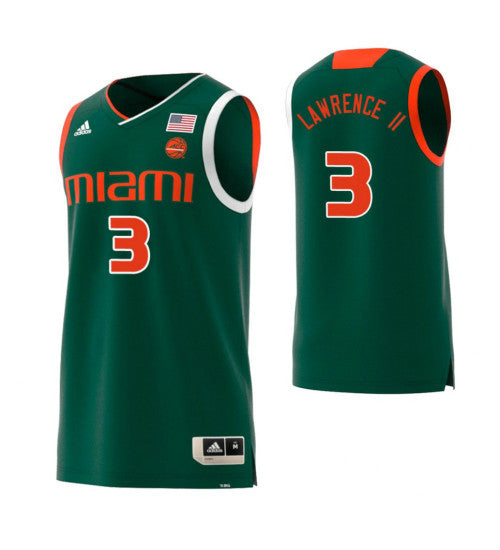 Miami Hurricanes 3 Anthony Lawrence Ii College Basketball Jersey Green retro stitched fan jersey RTJ9834 image 1