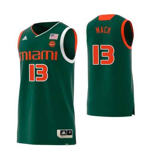 Miami Hurricanes 13 Anthony Mack College Basketball Jersey Green retro stitched fan jersey RTJ4053 image 1