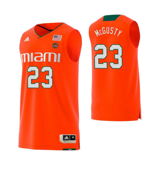 Miami Hurricanes 23 Kameron Mcgusty College Basketball Jersey Orange retro stitched fan jersey RTJ9839 image 1