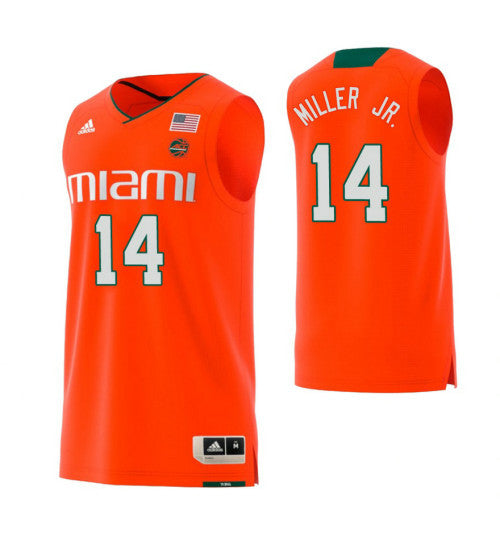 Miami Hurricanes 14 Rodney Miller Jr College Basketball Jersey Orange retro stitched fan jersey RTJ4049 image 1