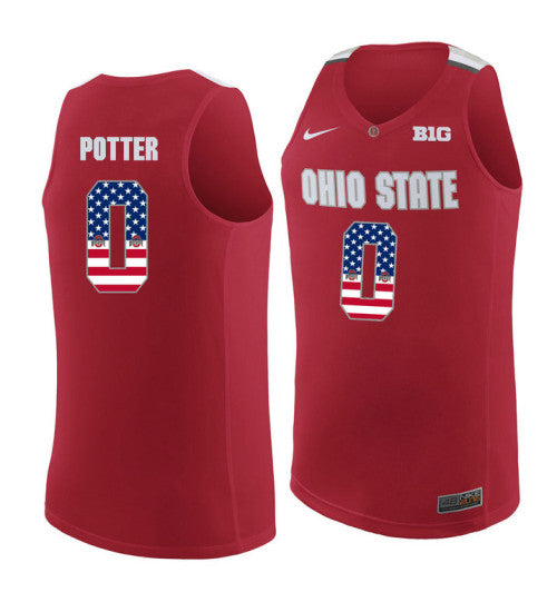 Ohio State Buckeyes 0 Micah Potter College Basketball Jersey Red 3943 retro stitched fan jersey RTJ8706 image 1