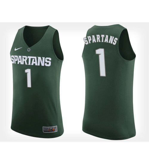 Michigan State Spartans 1 Green College Basketball Jersey retro stitched fan jersey RTJ9791 image 1