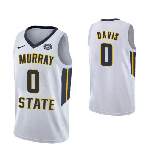 Murray State Racers 0 Mike Davis College Basketball Jersey White retro stitched fan jersey RTJ3415 image 1