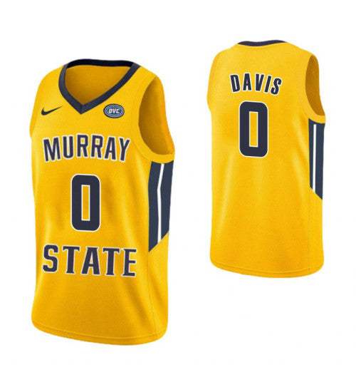 Murray State Racers 0 Mike Davis College Basketball Jersey Yellow retro stitched fan jersey RTJ3414 image 1