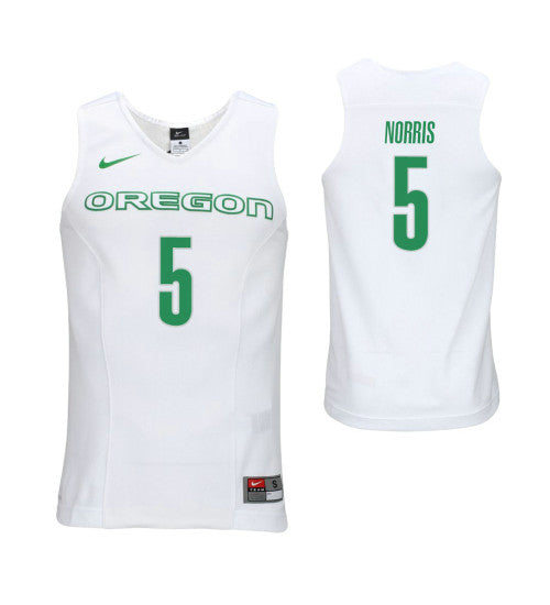 OREDuck Miles Norris College Basketball Jersey White RTJ College 10101