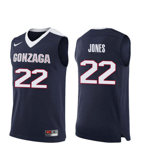 Gonzaga Bulldogs 22 Jeremy Jones College Basketball Jersey Navy retro stitched fan jersey RTJ5249 image 1
