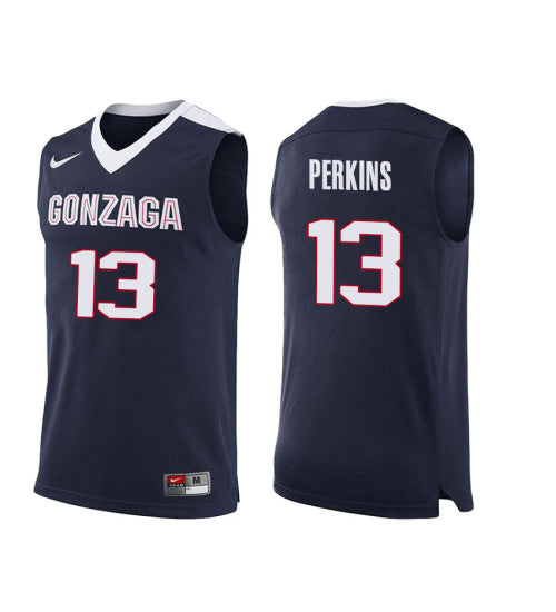 Gonzaga Bulldogs 13 Josh Perkins College Basketball Jersey Navy retro stitched fan jersey RTJ5269 image 1