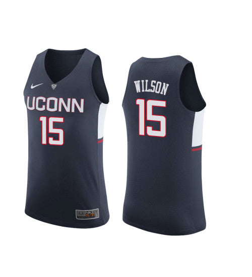 UConn Huskies 15 Sidney Wilson College Basketball Jersey Navy retro stitched fan jersey RTJ1763 image 1
