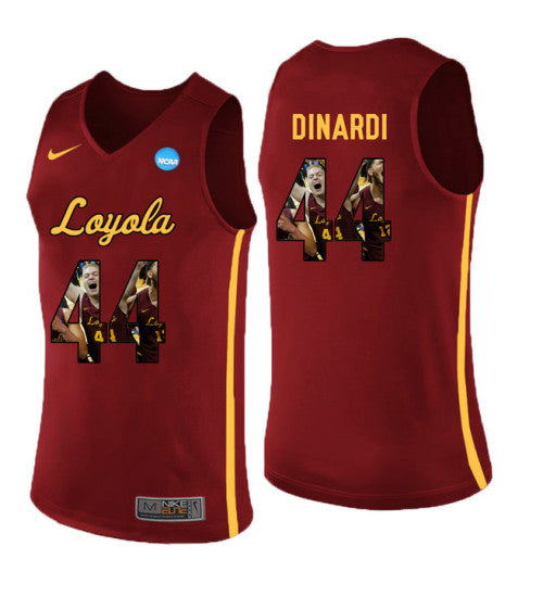 Loyola Chi Ramblers 44 Nick Dinardi College Basketball Jersey Red retro stitched fan jersey RTJ4277 image 1