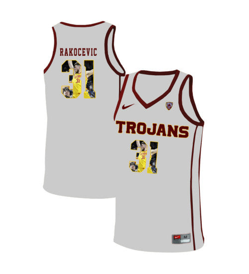USC Trojans 31 Nick Rakocevic College Basketball Jersey White 5245 retro stitched fan jersey RTJ7404 image 1
