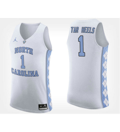 North Carolina Tar Heels No 1 White Road College Basketball Jersey retro stitched fan jersey RTJ8834 image 1