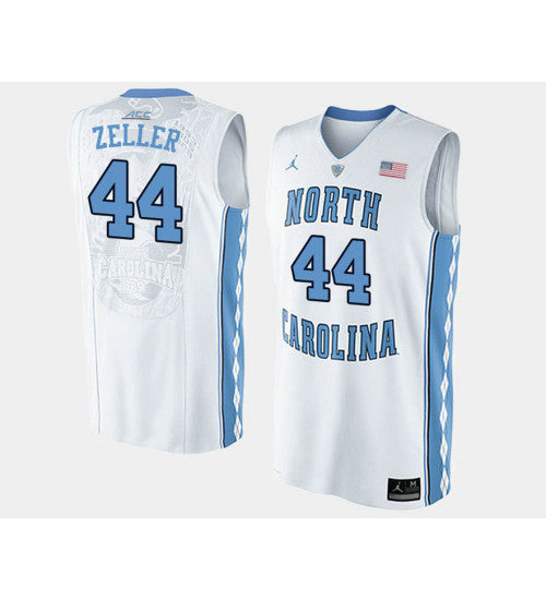 North Carolina Tar Heels 44 Tyler Zeller White Road College Basketball Jersey retro stitched fan jersey RTJ8903 image 1