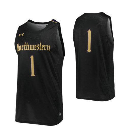 Northwestern Wildcats 1 College Basketball Jersey Black retro stitched fan jersey RTJ8814 image 1