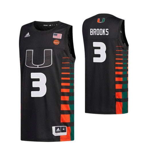Miami Hurricanes 3 Nysier Brooks College Basketball Jersey Black retro stitched fan jersey RTJ3993 image 1