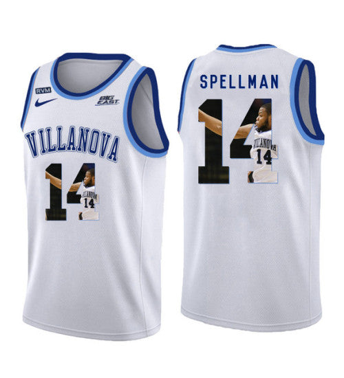 Villanova Wildcats 14 Omari Spellman College Basketball Jersey White 5409 retro stitched fan jersey RTJ7240 image 1