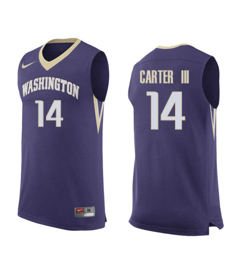 Washington Huskies 14 Michael Carter Iii College Basketball Jersey Purple retro stitched fan jersey RTJ7035 image 1